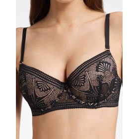 Бюстгальтер со съемным пуш-ап Esotiq TINGLE 40170 черный+бежевый, Цвет: черный+бежевый, Размеры: 75C
