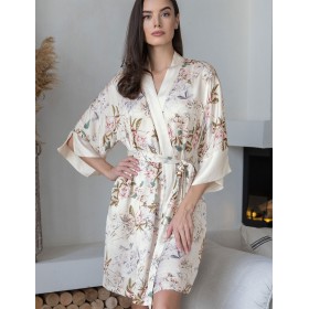 Короткий шелковый халат Mia-Amore AMELY 5043 молоко, Цвет: молоко, Размеры: L/XL
