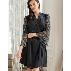 Атласный халат Mia-Amore MISTY 7263 черный, Цвет: черный, Размеры: L/XL
