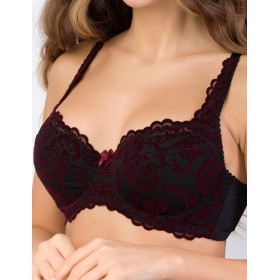 Бюстгальтер балконет с флок напылением Simona M 802 бархат бордо, Цвет: бархат бордо, Размеры: 80C