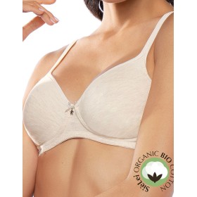 Хлопковый мягкий бюстгальтер без косточек Sielei NATURAL COTTON 1452 ecru melange, Цвет: ecru melange, Размеры: 80C