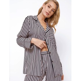 Полосатая пижама с брюками из вискозы Aruelle BRITTANY, Цвет: черный/розовый, Размеры: S