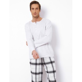 Мужская пижама с фланелевыми штанами Aruelle COOPER, Цвет: серый/белый, Размеры: L