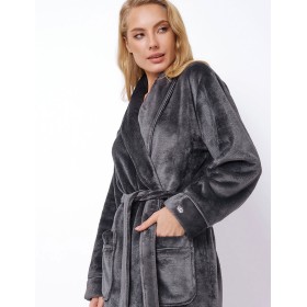 Плюшевый женский халат Aruelle EVA DARK GREY, Цвет: темно-серый, Размеры: 2XL