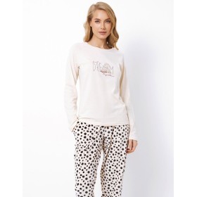 Пижамный комплект Aruelle GINGER, Цвет: бежевый/черный, Размеры: XS