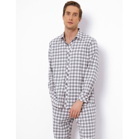 Фланелевая мужская пижама Aruelle SAMUEL, Цвет: серый/белый, Размеры: M