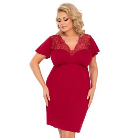 Бордовая сорочка с короткими рукавами Donna DORIS PLUS nightdress, Цвет: бордовый, Размеры: 5XL