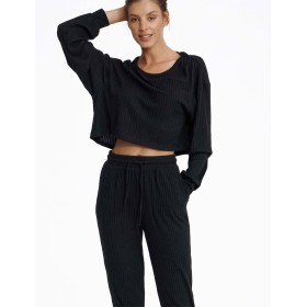 Комплект женский в рубчик Esotiq CLYTIA 40253 черный, Цвет: черный, Размеры: M