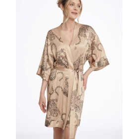 Халат кимоно из атласа Esotiq LOVABLE 40444, Цвет: бежевый, Размеры: M