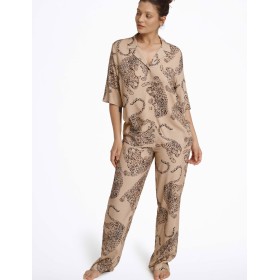 Пижама со штанами из вискозы Esotiq LOVABLE 40626, Цвет: бежевый, Размеры: M