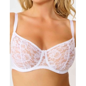 Кружевной мягкий бюстгальтер балконет Lina A 3069 белый, Цвет: белый, Размеры: 75F