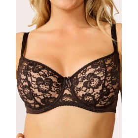Кружевной мягкий бюстгальтер балконет Lina A 3069 коричневый, Цвет: коричневый, Размеры: 85D