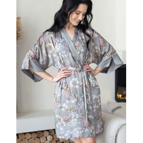 Короткий шелковый халат Mia-Amore AMELY 5043 серый, Цвет: серый, Размеры: S/M