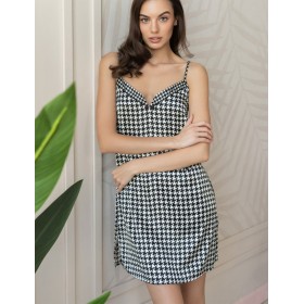 Короткая шелковая сорочка Mia-Amore JULIANNA 3970, Цвет: черно-белый, Размеры: XS