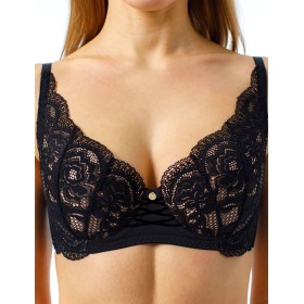 Кружевной бюстгальтер с поролоном Coquette Revue MIRACLE 89127-18, Цвет: черный, Размеры: 90B