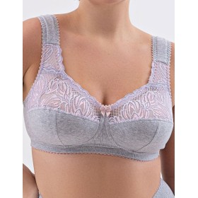 Усиленный бюстгальтер из хлопка Valmira 1104/C серый с лотосом, Цвет: серый с лотосом, Размеры: 110H