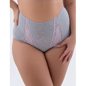 Высокие хлопковые трусы Valmira 2918/C серый с лотосом, Цвет: серый с лотосом, Размеры: XL
