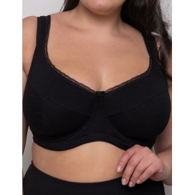 Хлопковый бюстгальтер на каркасах Valmira 1204 тисненый черный, Цвет: тисненый черный, Размеры: 80I