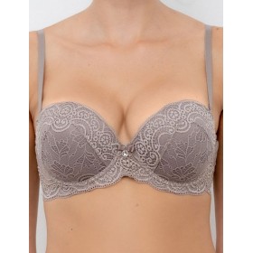 Бюстгальтер фашия с двойным пуш-ап Lormar EXTRA PIZZO corteccia, Цвет: corteccia (кофе), Размеры: 65B