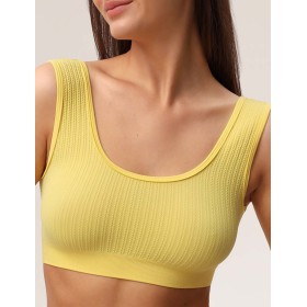 Топ в рубчик на широких бретелях MY BR495 melon, Цвет: желтый, Размеры: M
