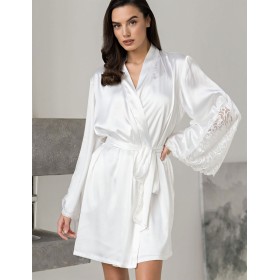 Короткий халат из шелка Mia-Amore MARJORY 3963 белый, Цвет: белый, Размеры: 2XL/3XL