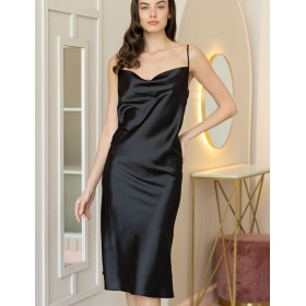 Шелковая сорочка с кружевом Mia-Amore MARJORY 3965 черный, Цвет: черный, Размеры: L