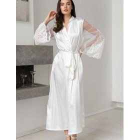 Натуральный шелковый халат Mia-Amore MARJORY 3969 белый, Цвет: белый, Размеры: 2XL