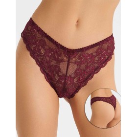 Кружевные стринги Simona M 003/30 бордовый, Цвет: бордо, Размеры: L