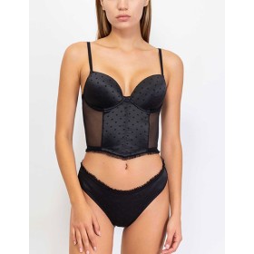 Комплект Sielei HEART GLOSS 7418+7413 бюстье стринги nero, Цвет: nero (черный), Размеры: 90B