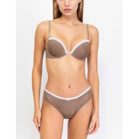 Комплект Sielei MILK DROP 7434+7437 пуш-ап бразилиана tortora, Цвет: tortora (кофе), Размеры: 75B