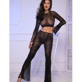 Кружевной комплект топ + брюки Chilirose 4648 SET черный, Цвет: черный, Размеры: S/M