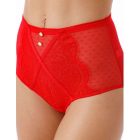 Высокие трусы слипы Coquette Revue DOTS 62114-28, Цвет: красный, Размеры: M