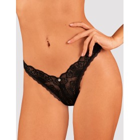 Кружевные трусики стринги Obsessive DONNA DREAM THONG, Цвет: черный, Размеры: M/L