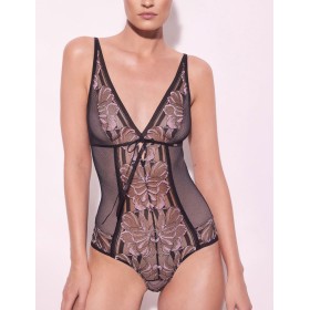 Кружевное боди Alles GLOSSY IRIS BODY, Цвет: черный, Размеры: 2XL