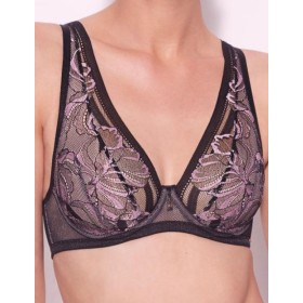 Кружевной бюстгальтер Alles GLOSSY IRIS M BRALETTE black/pink, Цвет: черный, Размеры: 70C