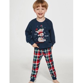 Пижама для мальчиков со штанами Cornette 593/966 SNOWMAN 2, Цвет: темно-синий/красный, Размеры: 146-152