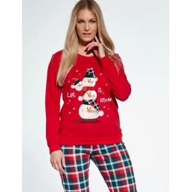 Пижама женская с брюками Cornette 671 SNOWMAN, Цвет: красный/темно-синий, Размеры: L