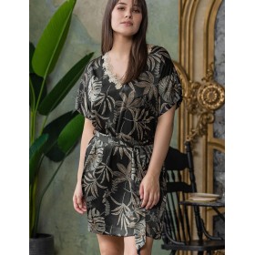 Шелковая туника для дома Mia-Amore ALYSSON 4034, Цвет: черный, Размеры: L/XL