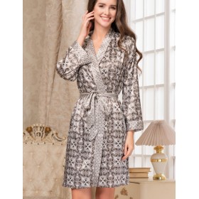 Атласный домашний халат Mia-Amore PATRICIA 8413, Цвет: молочный шоколад, Размеры: 4XL/5XL