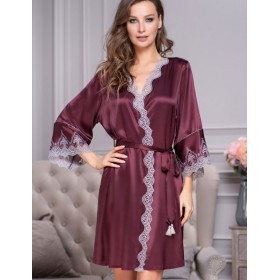 Шелковый халат-кимоно Mia-Amore LAURA 3293 бордовый, Цвет: бордовый, Размеры: 2XL