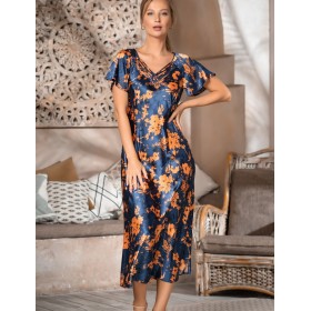 Длинная сорочка из шелка Mia-Amore QIARA 3828, Цвет: синий, Размеры: 3XL