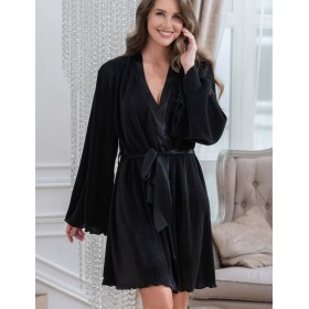 Халат короткий плиссированный Mia-Amore ROXY 7373 черный, Цвет: черный, Размеры: S/M