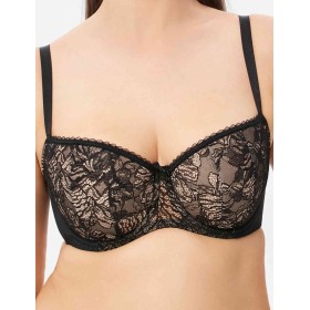 Бюстгальтер балконет тюльпан Milavitsa 124950 черный с нюдом, Цвет: черный с нюдом, Размеры: 95D