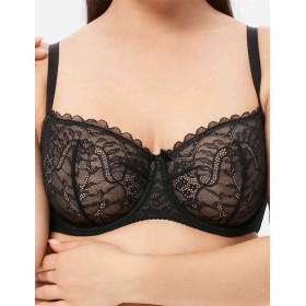 Мягкий кружевной бюстгальтер Milavitsa 129000 черный с нюдом, Цвет: черный с нюдом, Размеры: 70G