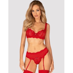 Соблазнительный комплект-тройка Obsessive AMOR CHERRIS SET, Цвет: красный, Размеры: L/XL