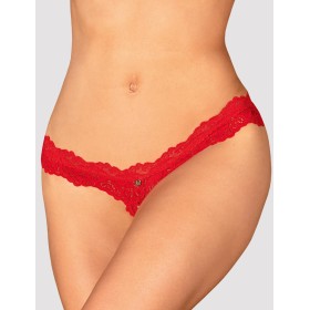 Трусики с доступом Obsessive AMOR CHERRIS THONG CROTCHLESS, Цвет: красный, Размеры: L/XL