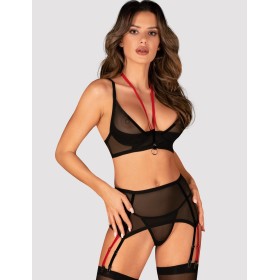 Сексуальный комплект с поясом Obsessive GLANDEZ, Цвет: черный, Размеры: XS/S