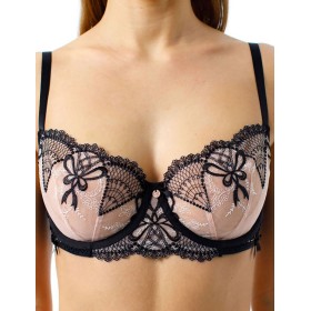 Мягкий бюстгальтер балконет Coquette Revue JETAIME 81129, Цвет: телесный с черным, Размеры: 95B