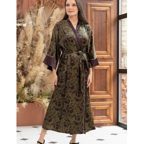 Длинный халат из шелка Mia-Amore ELECTRA 4019, Цвет: баклажан, Размеры: 4XL/5XL