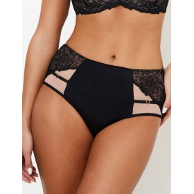 Высокие трусы слипы Subtille NELLY high-waist, Цвет: черный+телесный, Размеры: XL